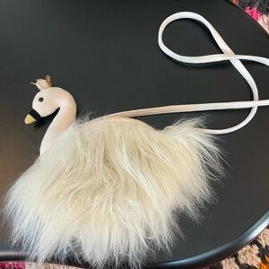 Fluffy fancies by JELLYCAT Plush Swan princess cream Crossbody Bag Purse